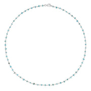 00117728 Sterling Silver Turquoise 3mm Bead Chain Link Necklace, N950_18.