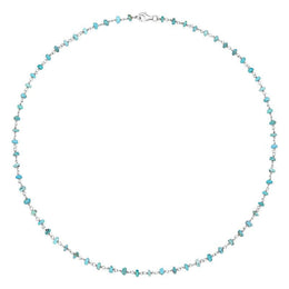 00109599 Sterling Silver Turquoise 4mm Bead Chain Link Necklace, N952_18.