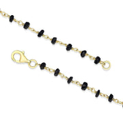 00117864 Yellow Gold Plate Whitby Jet 4mm Bead Chain Link Necklace, N952_18.