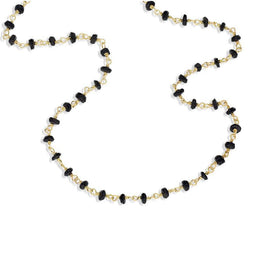 00117867 Yellow Gold Plate Whitby Jet 4mm Bead Chain Link Necklace, N952_30.
