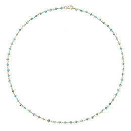 00117872  Yellow Gold Plate Turquoise 3mm Bead Chain Link Necklace, N950_18.