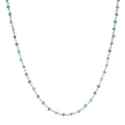 00117873 W Hamond Yellow Gold Plate Turquoise 3mm Bead Chain Link Necklace, N950_24.