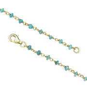 00117874  Yellow Gold Plate Turquoise 3mm Bead Chain Link Necklace, N950_30.