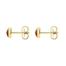 C W Sellors 9ct Yellow Gold Carnelian 5mm Classic Small Round Stud Earrings, E002.