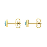 C W Sellors 9ct Yellow Gold Larimar 5mm Classic Small Round Stud Earrings, E002.