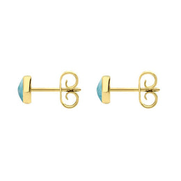 C W Sellors 9ct Yellow Gold Larimar 5mm Classic Small Round Stud Earrings, E002.