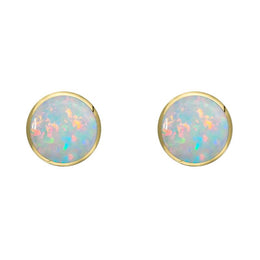C W Sellors 9ct Yellow Gold Opal 5mm Classic Small Round Stud Earrings, E002.