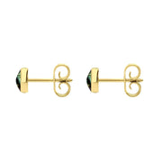 C W Sellors 9ct Yellow Gold Spectrolite 5mm Classic Small Round Stud Earrings, E002.