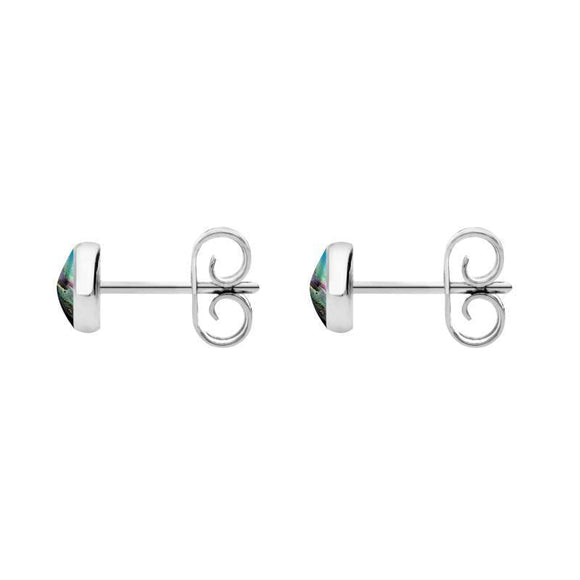 C W Sellors Sterling Silver Abalone 5mm Classic Small Round Stud Earrings, E002.