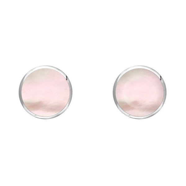 C W Sellors Sterling Silver Pink Mother of Pearl 5mm Classic Small Round Stud Earrings, E002.