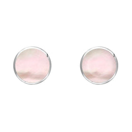 C W Sellors Sterling Silver Pink Mother of Pearl 5mm Classic Small Round Stud Earrings, E002.