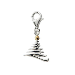 Christmas Collection Charm Zig Zag Christmas Tree Gold Star Silver N991