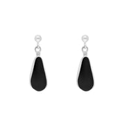 Sterling Silver Whitby Jet Pear Drop Earrings