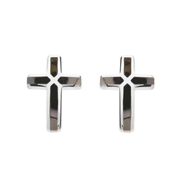 00115294 C W Sellors Sterling Silver Blue John Small Cross Stud Earrings, E1439.