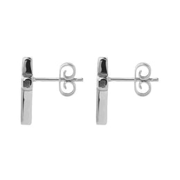 00115294 C W Sellors Sterling Silver Blue John Small Cross Stud Earrings, E1439.