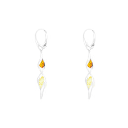 Sterling Silver Amber Graduated Twist Drop Earrings