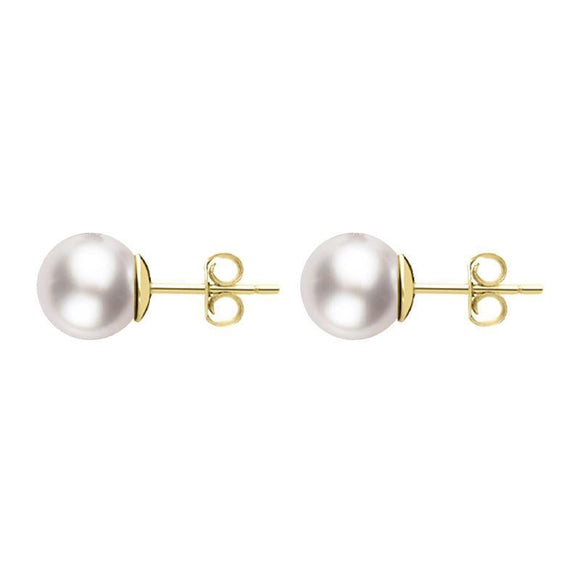 00179167 18ct Yellow Gold 4mm White Pearl Stud Earrings, E2538.
