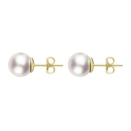 00179168 18ct Yellow Gold 6mm White Pearl Stud Earrings, E2539.