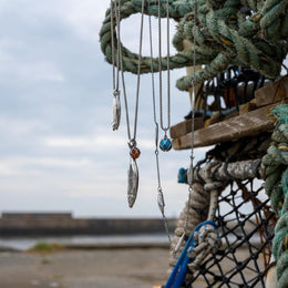 Sterling Silver Emma Stothard Silver Darling Five Fish Chain Necklace, N1133.