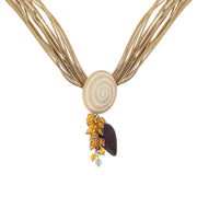 Gold Plated Sterling Silver Amber On Silk Necklace D