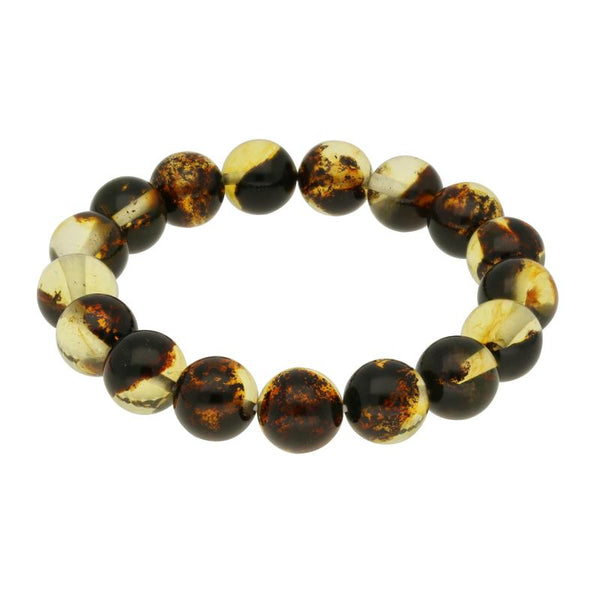 Green Amber Elasticated Round Bracelet B1123