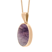 9ct Rose Gold Blue John Oval Necklace. P019.