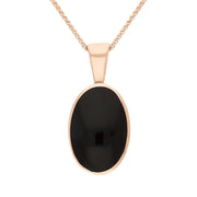 18ct Rose Gold Whitby Jet Oval Necklace. P019. 