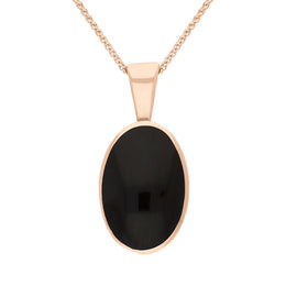 9ct Rose Gold Whitby Jet Oval Necklace. P019.