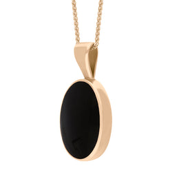 18ct Rose Gold Whitby Jet Oval Necklace. P019. 