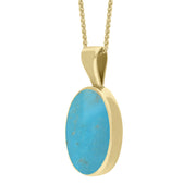 9ct Yellow Gold Turquoise Oval Necklace. P019. 