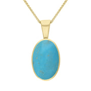 9ct Yellow Gold Turquoise Oval Necklace. P019. 