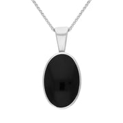9ct White Gold Whitby Jet Oval Necklace. P019. 