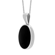 18ct White Gold Whitby Jet Oval Necklace. P019. 