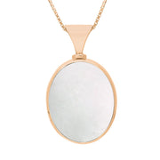18ct Rose Gold Blue John Mother of Pearl Hallmark Double Sided Oval Necklace