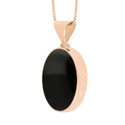 18ct Rose Gold Whitby Jet Turquoise Hallmark Double Sided Oval Necklace