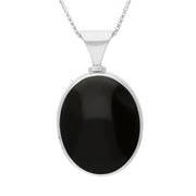 18ct White Gold Blue John Whitby Jet Hallmark Double Sided Oval Necklace