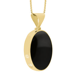 18ct Yellow Gold Blue John Whitby Jet Hallmark Double Sided Oval Necklace