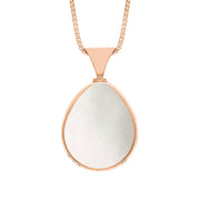 18ct Rose Gold Blue John Mother of Pearl Hallmark Double Sided Pear-shaped Necklace, P148_FH