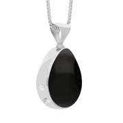 18ct White Gold Blue John Whitby Jet Hallmark Double Sided Pear-shaped Necklace