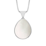 18ct White Gold Blue John Mother of Pearl Hallmark Double Sided Pear-shaped Necklace