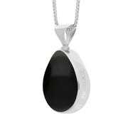18ct White Gold Whitby Jet Lapis Lazuli Hallmark Double Sided Pear-shaped Necklace