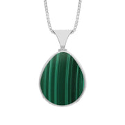 18ct White Gold Whitby Jet Malachite Hallmark Double Sided Pear-shaped Necklace