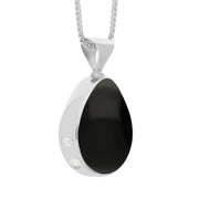 Sterling Silver Blue John Whitby Jet Hallmark Double Sided Pear-shaped Necklace D