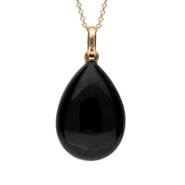 18ct Rose Gold Whitby Jet Diamond Amethyst Pear Necklace, P3071.