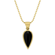 9ct Yellow Gold Whitby Jet Small Upside Down Pear Necklace