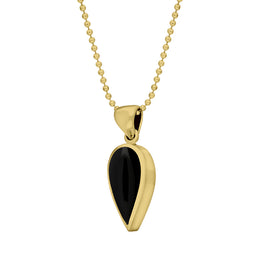 9ct Yellow Gold Whitby Jet Small Upside Down Pear Necklace