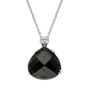 00027170 18ct White Gold Whitby Jet Diamond Faceted Pear Necklace, PUNQ0000130.