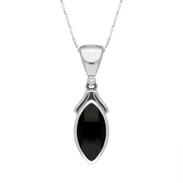 00027321 18ct White Gold Whitby Jet Diamond Marquise Necklace, P1015C.