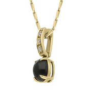 00029393 18ct Yellow Gold Whitby Jet Diamond Oval Necklace, P1798C.