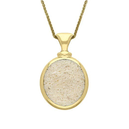 62120568 18ct Yellow Gold Coquina Larimar Small Double Sided Oval Necklace, P219.